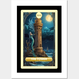 The Tower Card From the Light Mermaid Tarot Deck. Posters and Art